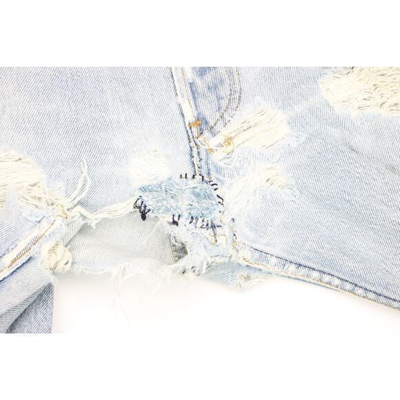 80s Vintage Levi's 501 Distressed Light Wash High Waisted Boho Denim Jeans 31 - Picture 8 of 13